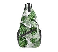 Bolso Bandolera Acuarela Hojas de Palma Verde Tropical Senderismo Mochila Crossbody Hombro Mochila Viaje Cofre Paquete para Hombres Mujeres