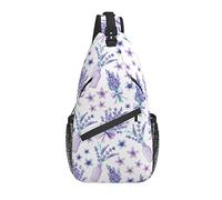 Bolso Bandolera Acuarela Lavanda Flor púrpura Senderismo Mochila Bandolera Hombro Mochila Viaje Pecho Paquete para Hombres Mujeres