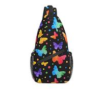 Bolso Bandolera Acuarela Mariposa Colorida Negro Senderismo Mochila Bandolera Hombro Mochila Viaje Pecho Paquete para Hombres Mujeres