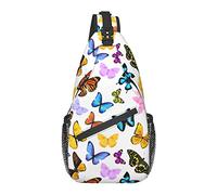 Bolso Bandolera Acuarela Mariposa Colorido Senderismo Mochila Bandolera Hombro Mochila Viaje Pecho Paquete para Hombres Mujeres