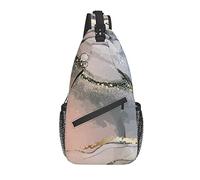Bolso Bandolera Acuarela Mármol Gris Azul Naranja Pastel Senderismo Mochila Crossbody Hombro Mochila Viaje Cofre Pack para Hombres Mujeres