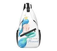 Bolso Bandolera Acuarela Mermail Cola Azul Senderismo Mochila Bandolera Hombro Mochila Viaje Pecho Paquete para Hombres Mujeres