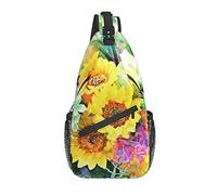 Bolso Bandolera Acuarela pájaro Girasol Floral Senderismo Mochila Bandolera Hombro Mochila Viaje Pecho Paquete para Hombres Mujeres