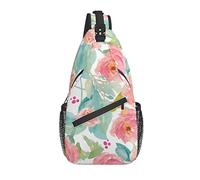 Bolso Bandolera Acuarela Rosa Flor Primavera Senderismo Mochila Bandolera Hombro Mochila Viaje Pecho Paquete para Hombres Mujeres