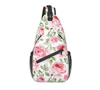 Bolso Bandolera Acuarela Rosa Flor Vintage botánico Senderismo Mochila Bandolera Hombro Mochila Viaje Pecho Paquete para Hombres y Mujeres