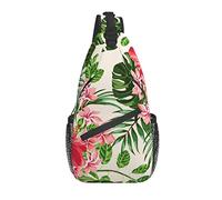 Bolso Bandolera Acuarela Tropical Rosa Floral Hoja Senderismo Mochila Crossbody Hombro Mochila Viaje Cofre Pack para Hombres Mujeres