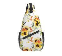 Bolso Bandolera Amarillo Floral Acuarela Flor Senderismo Mochila Bandolera Hombro Mochila Viaje Pecho Paquete para Hombres Mujeres