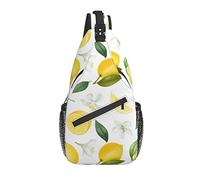 Bolso Bandolera Amarillo Limón Blanco Flor Hoja Senderismo Mochila Crossbody Hombro Mochila Viaje Cofre Paquete para Hombres Mujeres