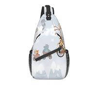 Bolso Bandolera Animal Infantil Flor de Cerezo Montaña Senderismo Mochila Crossbody Hombro Mochila Viaje Cofre Paquete para Hombres Mujeres
