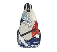 Bolso Bandolera Antigua Gran Ola Japonesa mar Amanecer Senderismo Mochila Bandolera Hombro Mochila de Viaje Paquete de Pecho para Hombres y Mujeres