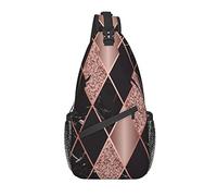 Bolso Bandolera Arte Moderno geométrico mármol Rosa Oro Negro Senderismo Mochila Bandolera Hombro Mochila Viaje Pecho Paquete para Hombres Mujeres