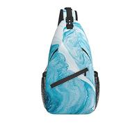 Bolso Bandolera Azul Abstracto mármol océano Moderno Senderismo Mochila Bandolera Hombro Mochila Viaje Pecho Paquete para Hombres Mujeres