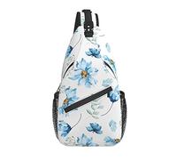 Bolso Bandolera Azul manzanilla Flor Acuarela Senderismo Mochila Bandolera Hombro Mochila Viaje Pecho Paquete para Hombres Mujeres
