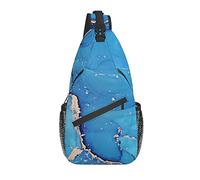 Bolso Bandolera Azul Marino Degradado mármol Abstracto Senderismo Mochila Bandolera Hombro Mochila de Viaje Paquete de Pecho para Hombres y Mujeres