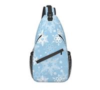 Bolso Bandolera Azul Pastel Copo de Nieve Invierno Senderismo Mochila Bandolera Hombro Mochila Viaje Pecho Paquete para Hombres Mujeres