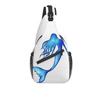 Bolso Bandolera Azul Sirena Abstracto Acuarela Senderismo Mochila Bandolera Hombro Mochila Viaje Pecho Paquete para Hombres Mujeres