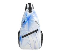 Bolso Bandolera Azul Transparente Flor Naturaleza Senderismo Mochila Bandolera Hombro Mochila de Viaje Paquete de Pecho para Hombres y Mujeres