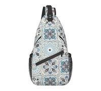 Bolso Bandolera Azulejo Oriental Mandala Boho Flor Étnico Senderismo Mochila Crossbody Hombro Mochila Viaje Paquete de Pecho para Hombres Mujeres
