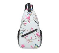 Bolso Bandolera, Bandolera con Estampado Floral Rosa y pájaro para Hombro Informal para Mujeres y Hombres
