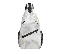 Bolso Bandolera Blanco Gris Oro Mármol Senderismo Mochila Crossbody Hombro Mochila Viaje Cofre Pack para Hombres Mujeres