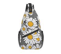 Bolso Bandolera Blanco Margarita Flor Gris Senderismo Mochila Bandolera Hombro Mochila Viaje Pecho Paquete para Hombres Mujeres