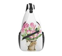 Bolso Bandolera Bloom Tulip Flower Rústico Senderismo Mochila Crossbody Hombro Mochila Travel Chest Pack para Hombres Mujeres