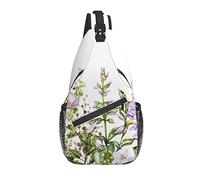 Bolso Bandolera Boho Floral Hoja Planta Mariposa Acuarela Primavera Senderismo Mochila Crossbody Hombro Mochila Viaje Cofre Pack para Hombres Mujeres