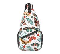 Bolso Bandolera Boho Mariposa Flor Senderismo Mochila Bandolera Hombro Mochila Viaje Pecho Paquete para Hombres Mujeres
