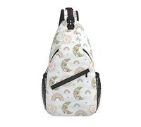 Bolso Bandolera Boho Moon Spring Pastel Rainbow Senderismo Mochila Crossbody Hombro Mochila Travel Chest Pack para Hombres Mujeres