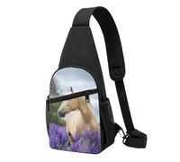 Bolso bandolera, bolso cruzado en el pecho, bolso en diagonal para viajes, senderismo, pecho, mochila, cinturón, unisex,Hermosa Lavanda De Caballo Palomino