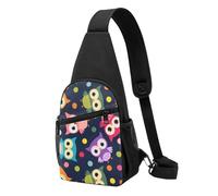 Bolso bandolera, bolso cruzado en el pecho, bolso en diagonal para viajes, senderismo, pecho, mochila, cinturón, unisex,Lindo Búho Estampado Animal Lunares