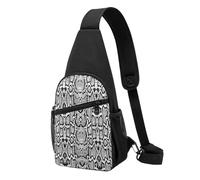 Bolso bandolera, bolso cruzado en el pecho, bolso en diagonal para viajes, senderismo, pecho, mochila, cinturón, unisex,Piel De Serpiente Blanca Negra Estampada