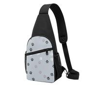 Bolso bandolera, bolso cruzado en el pecho, bolso en diagonal para viajes, senderismo, pecho, mochila, cinturón, unisex,Rastros de huellas de patas Cate
