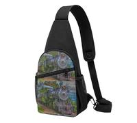 Bolso bandolera, bolso cruzado en el pecho, bolso en diagonal para viajes, senderismo, pecho, mochila, cinturón, unisex,Bonito tren de vapor
