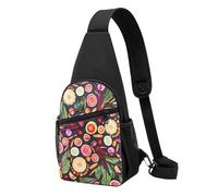 Bolso bandolera, bolso cruzado en el pecho, bolso en diagonal para viajes, senderismo, pecho, mochila, cinturón, unisex,Vegano Frutas Vivas Verduras Imprimir