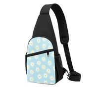Bolso bandolera, bolso cruzado en el pecho, bolso en diagonal para viajes, senderismo, pecho, mochila, cinturón, unisex,Linda Margarita Flor Florales Azul