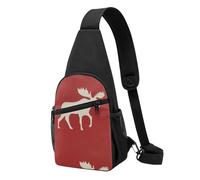 Bolso bandolera, bolso cruzado en el pecho, bolso en diagonal para viajes, senderismo, pecho, mochila, cinturón, unisex,Resumen Animal Bestia Asta Con Cuernos Reno Alce