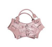 Bolso Bandolera Bolsos de Halloween con diseño de murciélago, estilo punk, con tachuelas y correa, estilo novedoso y elegante. Moda(Pink)