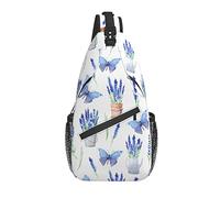 Bolso Bandolera botánico Lavanda Flor Mariposa Senderismo Mochila Bandolera Hombro Mochila Viaje Pecho Paquete para Hombres Mujeres