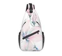Bolso Bandolera botánico Rosa Pastel Floral Acuarela Senderismo Mochila Bandolera Hombro Mochila de Viaje Paquete de Pecho para Hombres y Mujeres