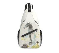 Bolso Bandolera Caballito de mar Acuarela mar Vintage Senderismo Mochila Bandolera Hombro Mochila de Viaje Paquete de Pecho para Hombres y Mujeres