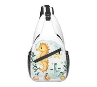 Bolso Bandolera Caballito de mar Estrella de mar Coral océano Infantil Senderismo Mochila Bandolera Hombro Mochila de Viaje Paquete de Pecho para Hombres y Mujeres