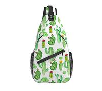 Bolso Bandolera Cactus Cactus Acuarela Verde Botánico Senderismo Mochila Crossbody Hombro Mochila Viaje Cofre Pack para Hombres Mujeres