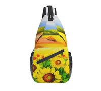 Bolso Bandolera Campo de Flores Granja Girasol Amarillo Senderismo Mochila Bandolera Hombro Mochila de Viaje Paquete de Pecho para Hombres y Mujeres