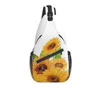 Bolso Bandolera Campo de Girasoles Acuarela Floral Senderismo Mochila Bandolera Hombro Mochila de Viaje Paquete de Pecho para Hombres y Mujeres
