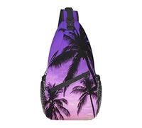 Bolso Bandolera Cocotero Palmera Tropical Púrpura Senderismo Mochila de Hombro Crossbody Mochila de Viaje Paquete de Pecho para Hombres Mujeres