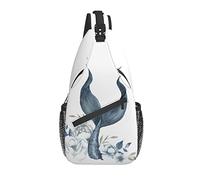 Bolso Bandolera Cola de Sirena Acuarela Floral Marino Senderismo Mochila Bandolera Hombro Mochila de Viaje Paquete de Pecho para Hombres y Mujeres