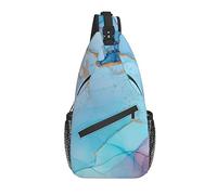 Bolso Bandolera Colorido Azul Rosa Degradado mármol Senderismo Mochila Bandolera Hombro Mochila Viaje Pecho Paquete para Hombres Mujeres