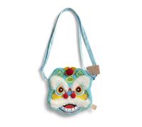 Bolso bandolera con cabeza de tigre, diseño de león bordado a mano con correa ajustable para el hombro, patrimonio cultural intangible, billetera de danza de león chino, azul celeste