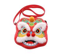 Bolso bandolera con cabeza de tigre, diseño de león bordado a mano con correa ajustable para el hombro, patrimonio cultural intangible, billetera de danza de león chino, Red